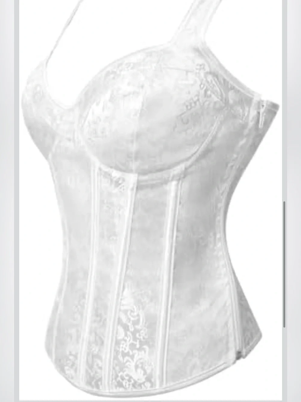 Kimring Gothic Jacquard Shoulder Straps Tank Overbust Corset Bustier White XL